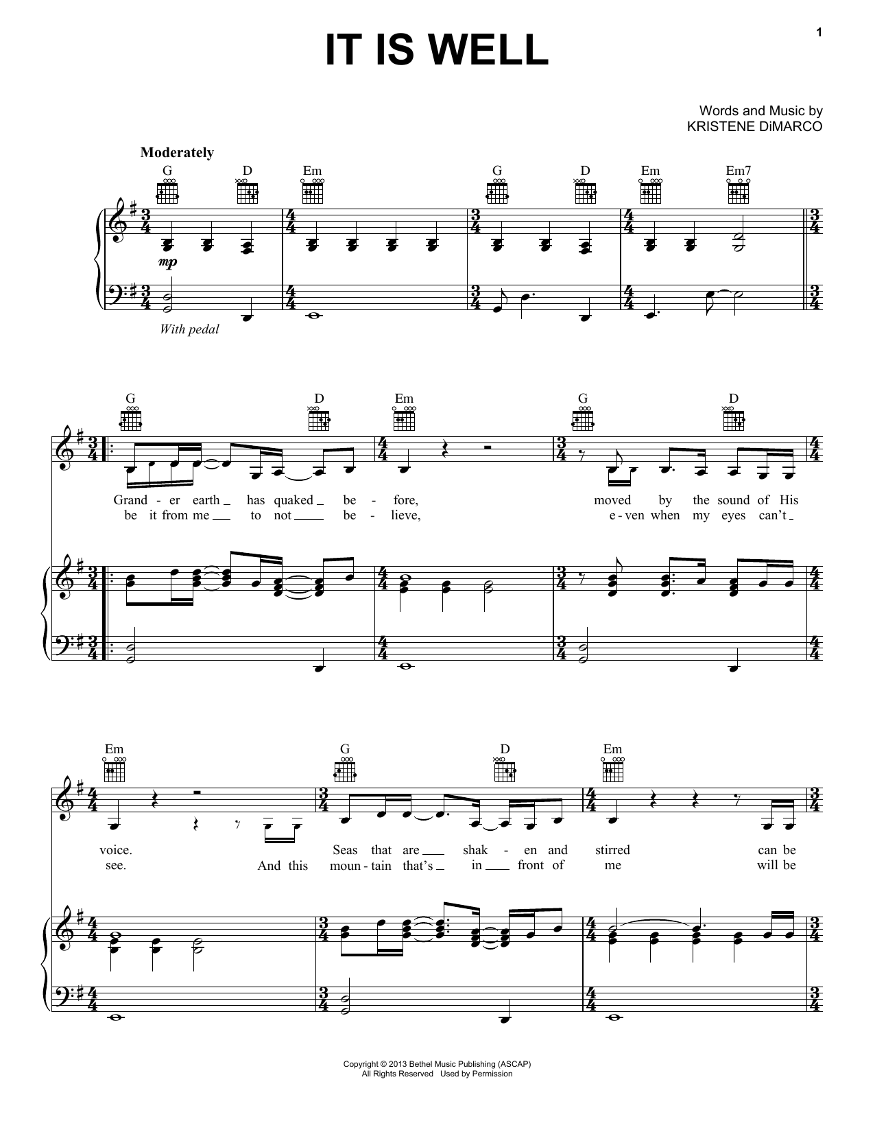 Bethel Music It Is Well sheet music notes and chords. Download Printable PDF.