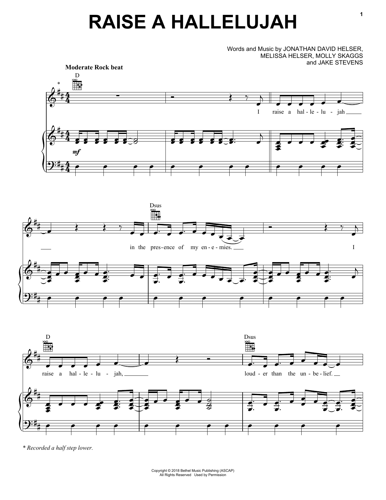 Bethel Music, Jonathan David Helser & Melissa Helser Raise A Hallelujah sheet music notes and chords. Download Printable PDF.