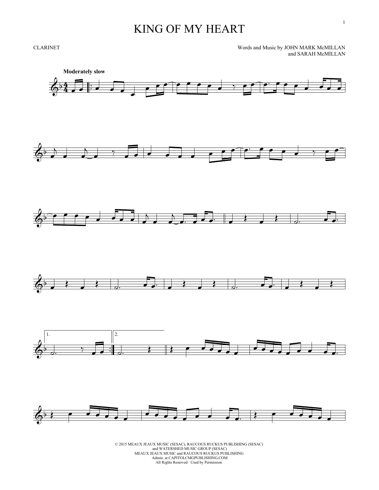 Bethel Music King Of My Heart sheet music notes and chords. Download Printable PDF.