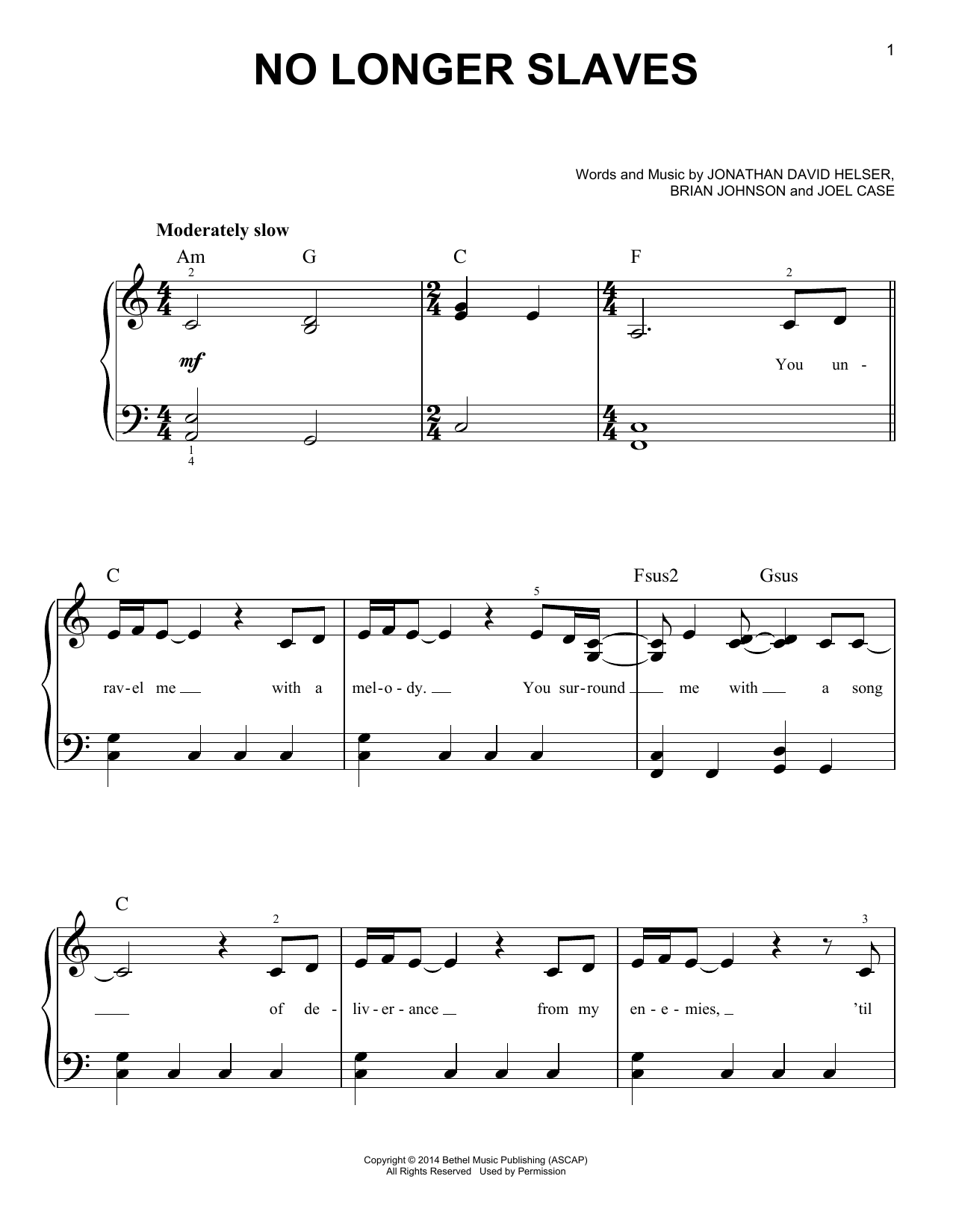 Bethel Music No Longer Slaves sheet music notes and chords. Download Printable PDF.