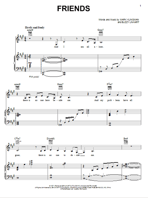 Bette Midler Friends sheet music notes and chords. Download Printable PDF.