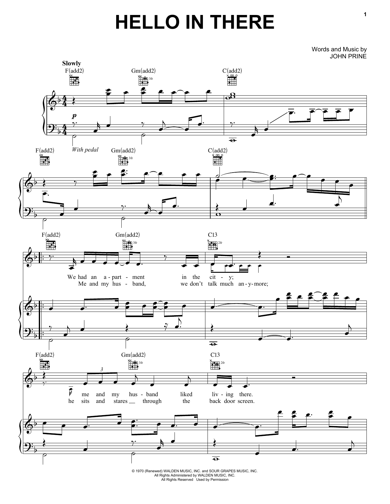 Bette Midler Hello In There sheet music notes and chords. Download Printable PDF.