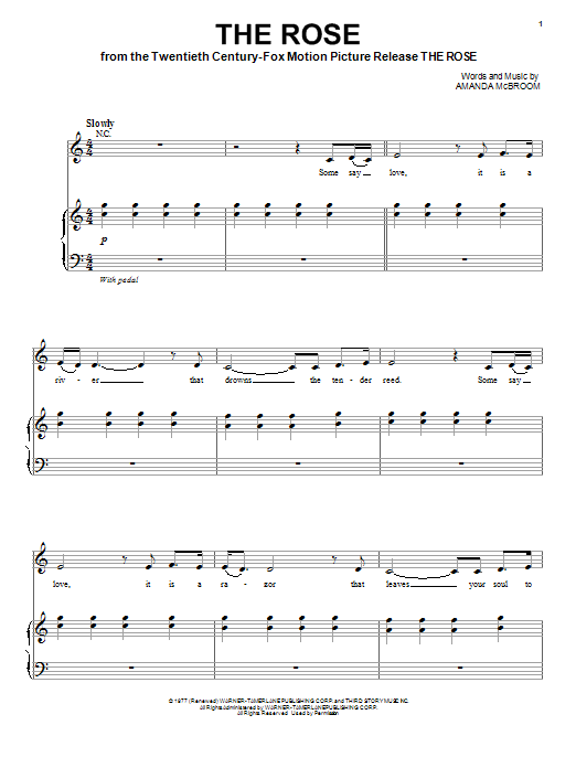 Bette Midler The Rose sheet music notes and chords. Download Printable PDF.