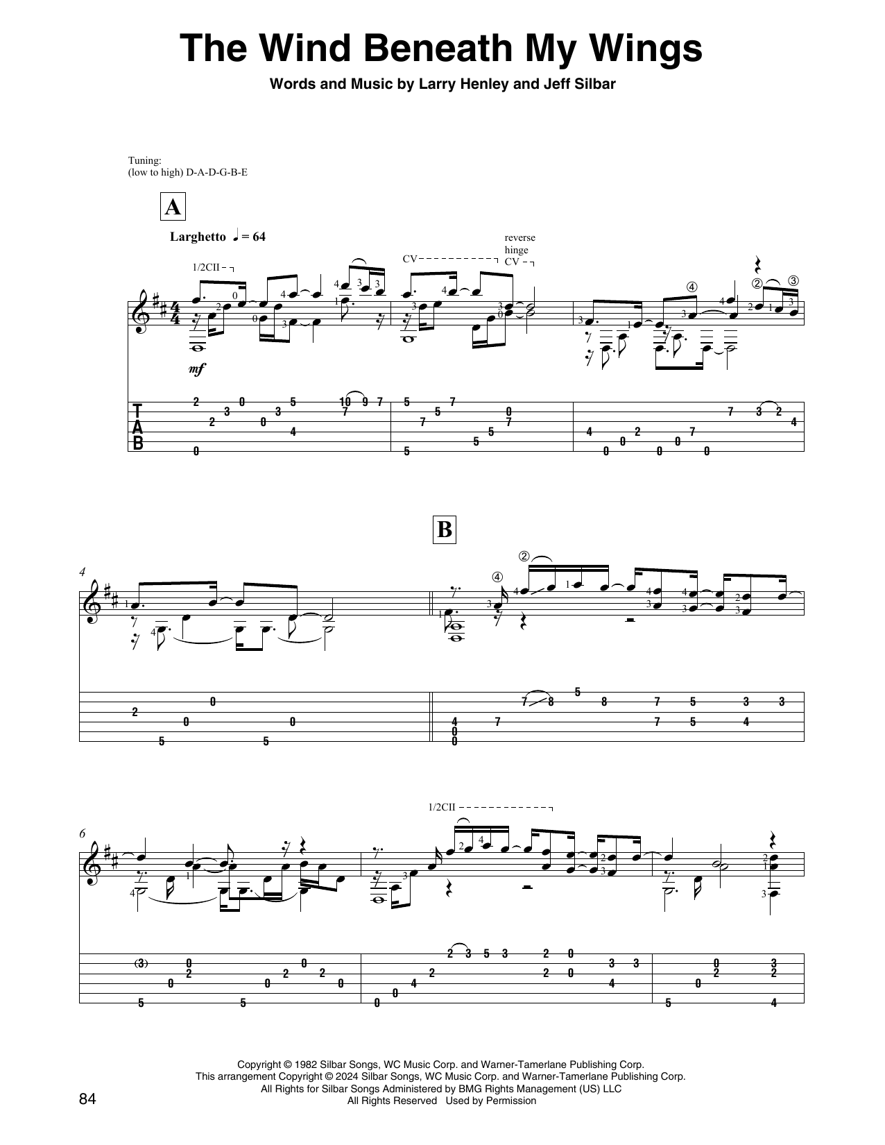 Bette Midler The Wind Beneath My Wings (arr. David Jaggs) sheet music notes and chords. Download Printable PDF.