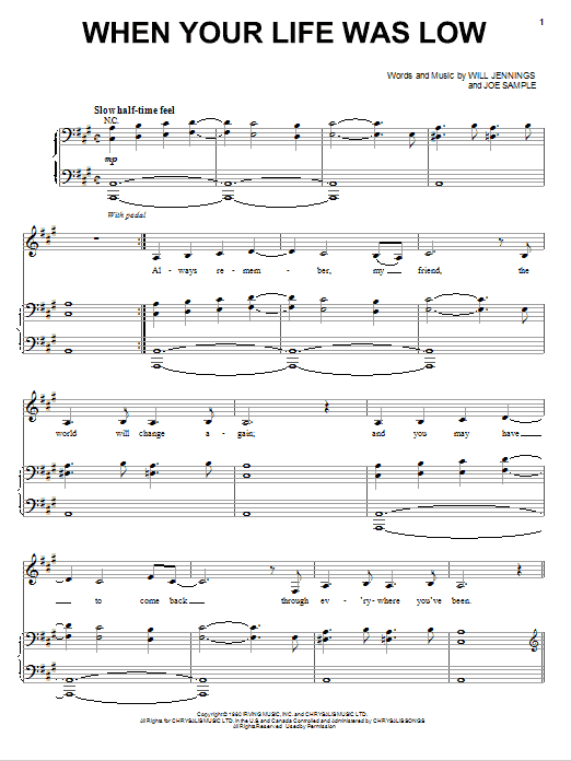 Learn to play Bette Midler When Your Life Was Low sheet music for Piano & Vocal in minutes. Price: 7.8900$ Bette Midler When Your Life Was Low sheet music notes and chords arranged for Piano & Vocal