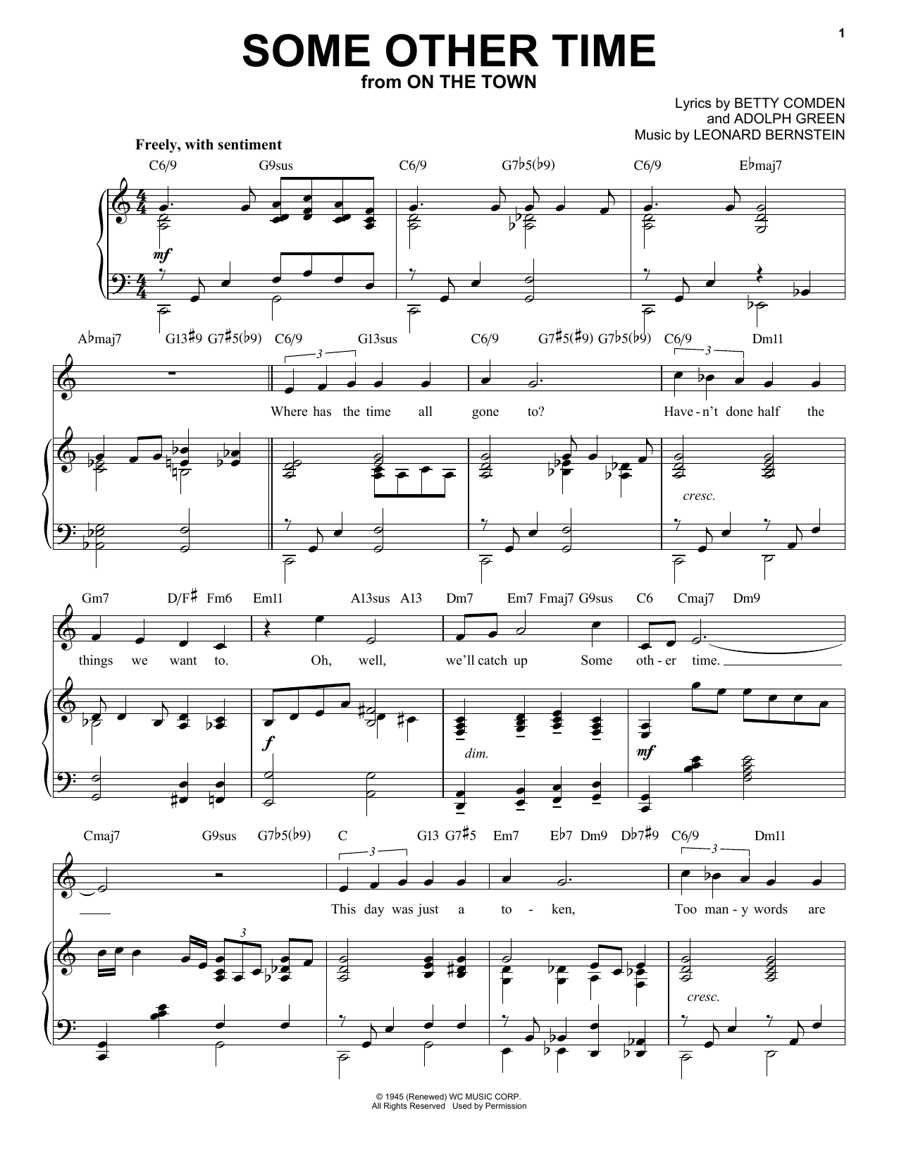 Betty Comden, Adolph Green and Leonard Bernstein Some Other Time [Jazz version] (arr. Brent Edstrom) sheet music notes and chords. Download Printable PDF.