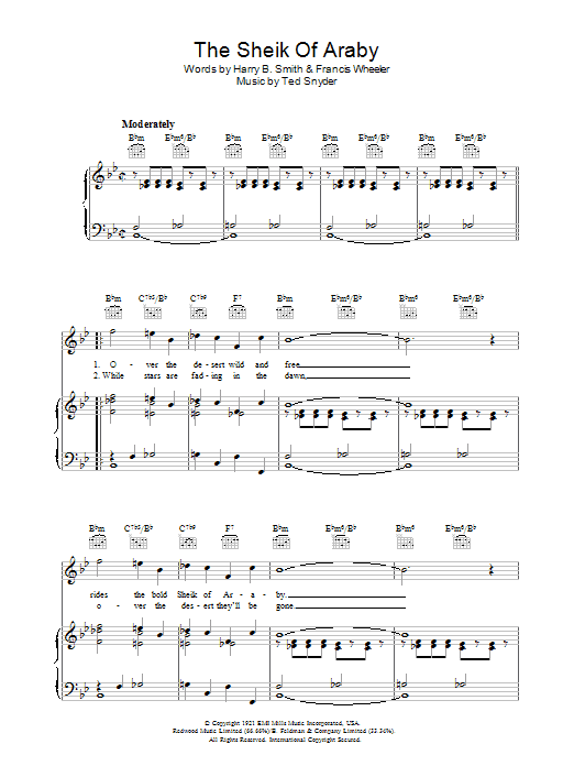 Betty Grable The Sheik Of Araby sheet music notes and chords arranged for Piano, Vocal & Guitar Chords