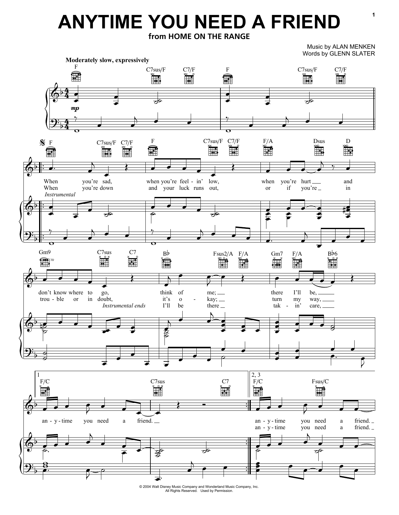 The Beu Sisters Anytime You Need A Friend sheet music notes and chords arranged for Piano, Vocal & Guitar Chords (Right-Hand Melody)