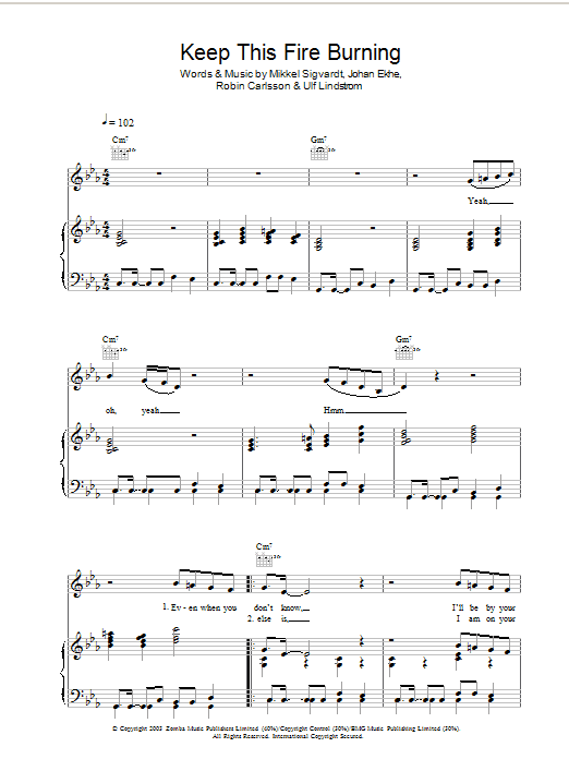 Learn to play Beverley Knight Keep This Fire Burning sheet music for Piano, Vocal & Guitar Chords in minutes. Price: 7.8900$ Beverley Knight Keep This Fire Burning sheet music notes and chords arranged for Piano, Vocal & Guitar Chords