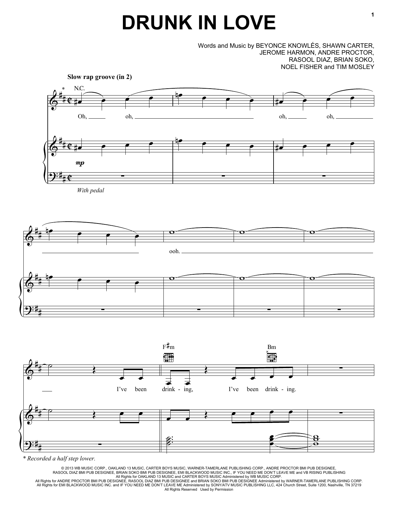 Beyonce Featuring Jay Z Drunk In Love sheet music notes and chords. Download Printable PDF.