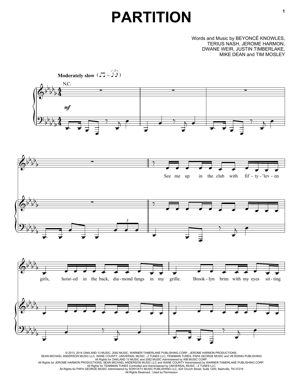 Beyoncé Partition sheet music notes and chords. Download Printable PDF.