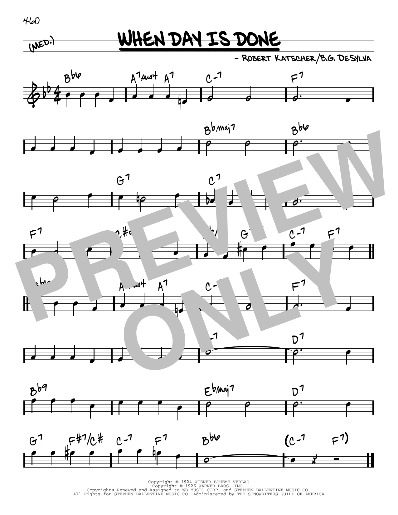 Learn to play B.G. DeSylva When Day Is Done sheet music for Real Book – Melody & Chords in minutes. Price: 5.9900$ B.G. DeSylva When Day Is Done sheet music notes and chords arranged for Real Book – Melody & Chords