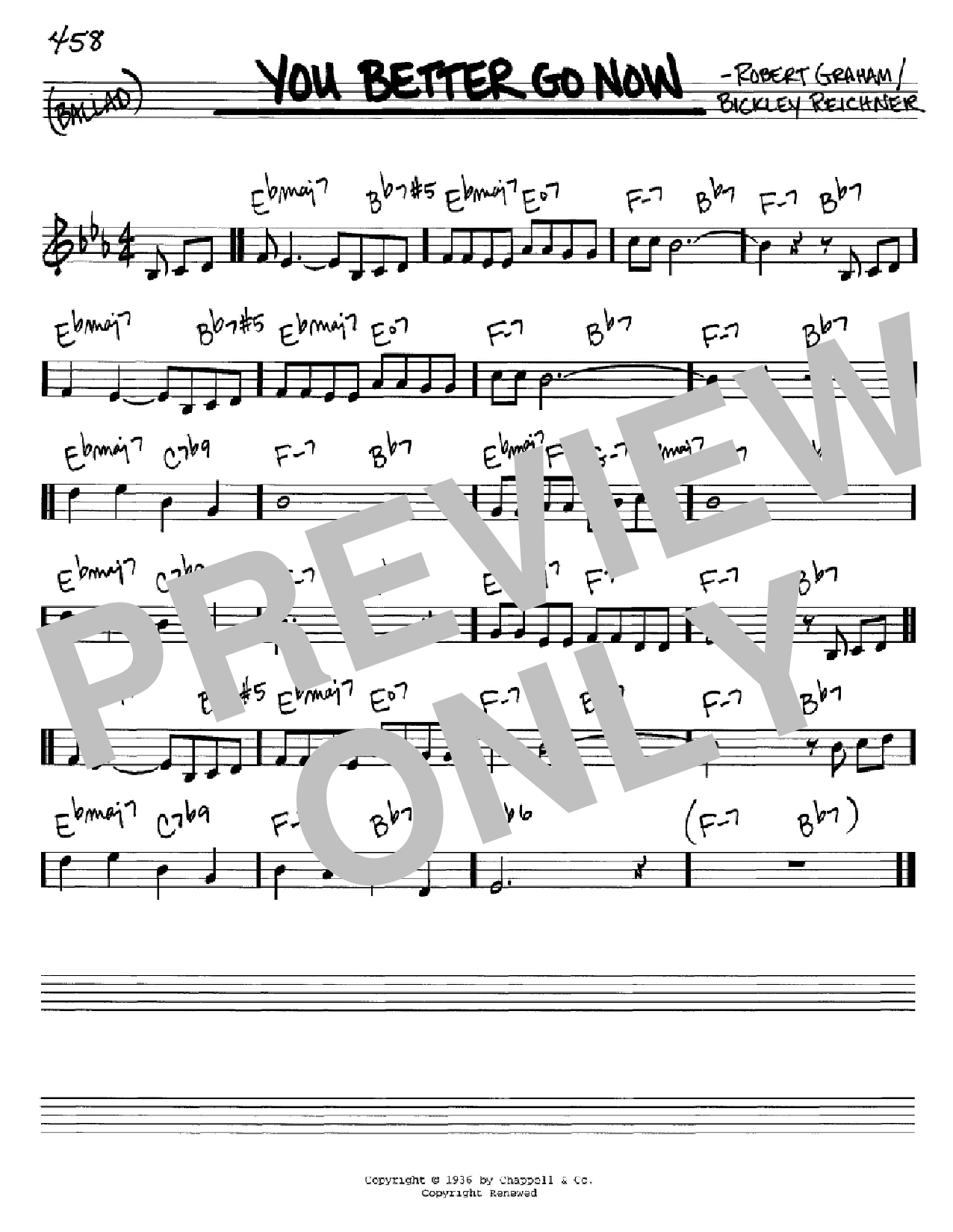 Bickley Reichner You Better Go Now sheet music notes and chords arranged for Real Book – Melody, Lyrics & Chords