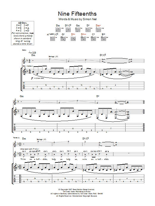 Learn to play Biffy Clyro 9/15ths (Nine Fifteenths) sheet music for Guitar Tab in minutes. Price: 7.8900$ Biffy Clyro 9/15ths (Nine Fifteenths) sheet music notes and chords arranged for Guitar Tab