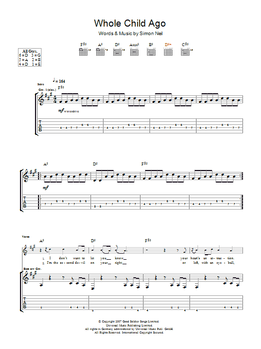 Learn to play Biffy Clyro A Whole Child Ago sheet music for Guitar Tab in minutes. Price: 7.8900$ Biffy Clyro A Whole Child Ago sheet music notes and chords arranged for Guitar Tab