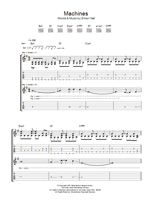 Biffy Clyro Machines sheet music notes and chords. Download Printable PDF.