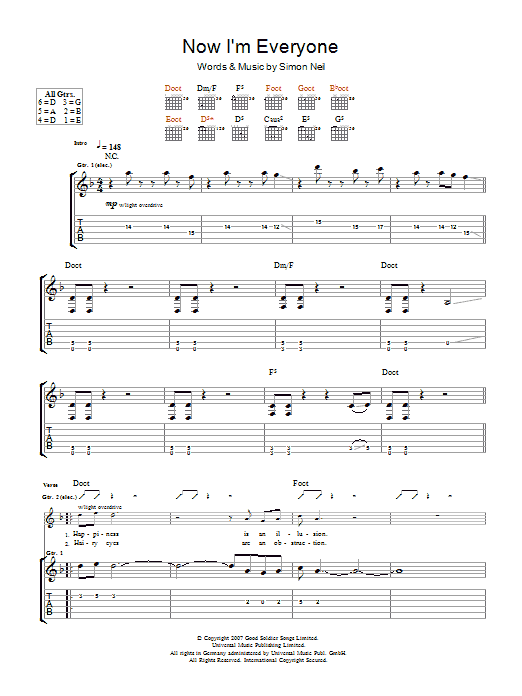 Biffy Clyro Now I'm Everyone sheet music notes and chords. Download Printable PDF.