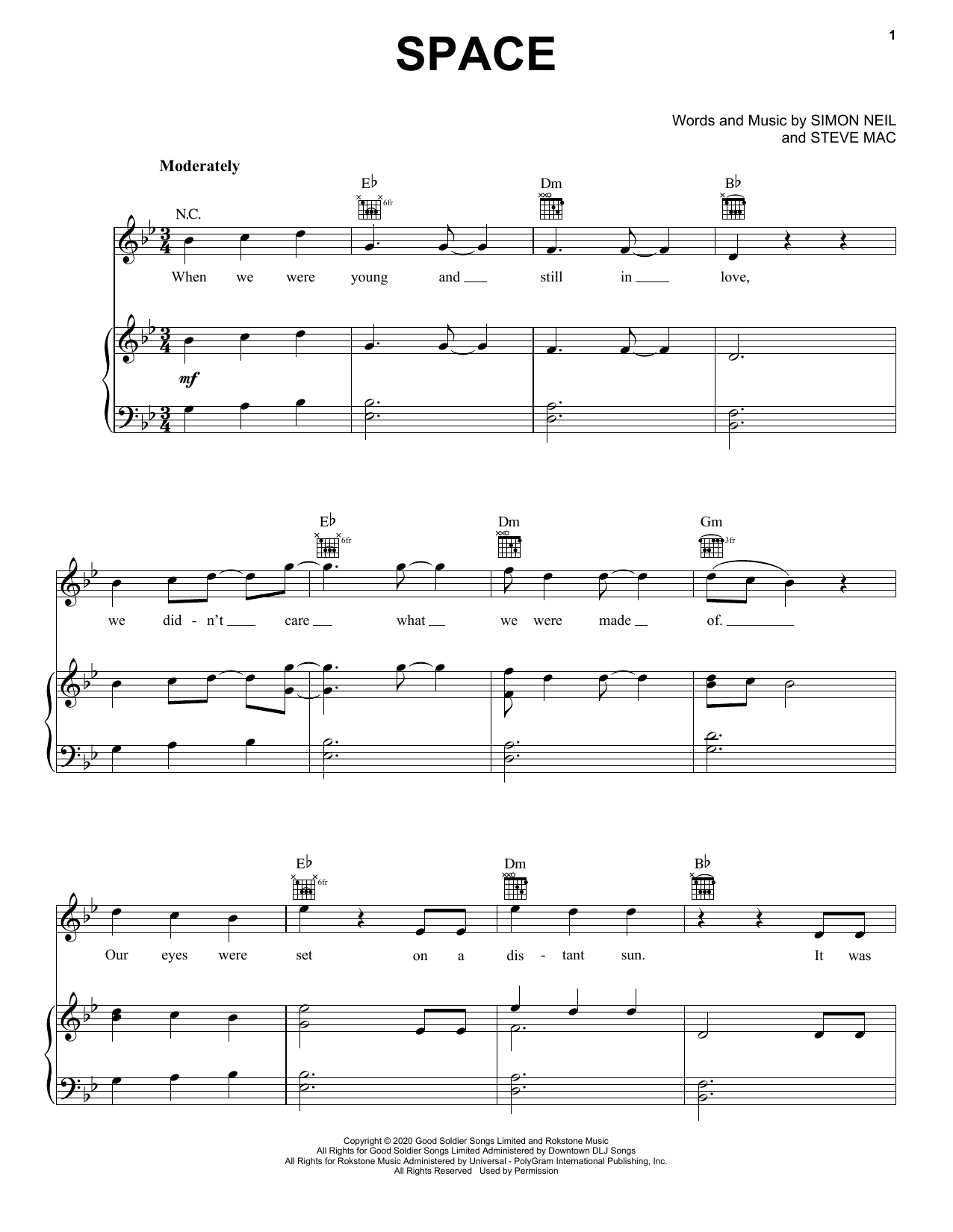 Biffy Clyro Space sheet music notes and chords. Download Printable PDF.