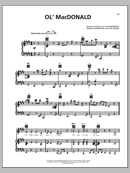 Learn to play Big Bad Voodoo Daddy Ol' MacDonald sheet music for Piano, Vocal & Guitar Chords (Right-Hand Melody) in minutes. Price: 7.8900$ Big Bad Voodoo Daddy Ol' MacDonald sheet music notes and chords arranged for Piano, Vocal & Guitar Chords (Right-Hand Melody)