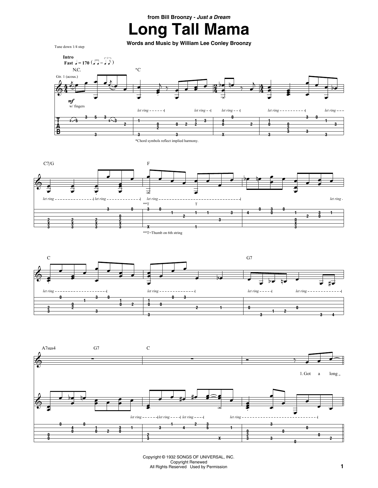 Learn to play Big Bill Broonzy Long Tall Mama sheet music for Guitar Tab in minutes. Price: 7.8900$ Big Bill Broonzy Long Tall Mama sheet music notes and chords arranged for Guitar Tab
