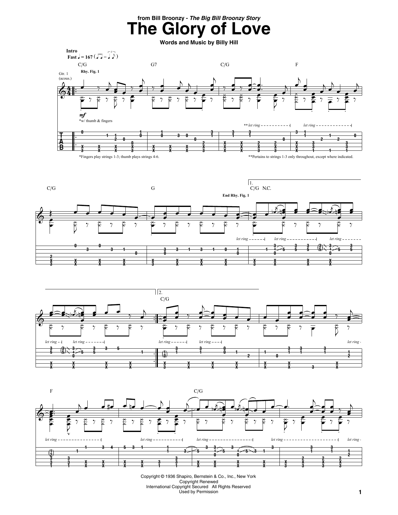 Big Bill Broonzy The Glory Of Love sheet music notes and chords. Download Printable PDF.