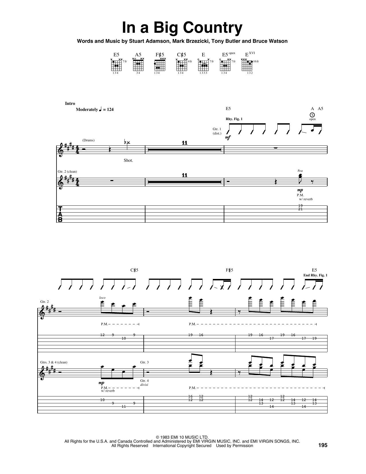 Big Country In A Big Country sheet music notes and chords. Download Printable PDF.