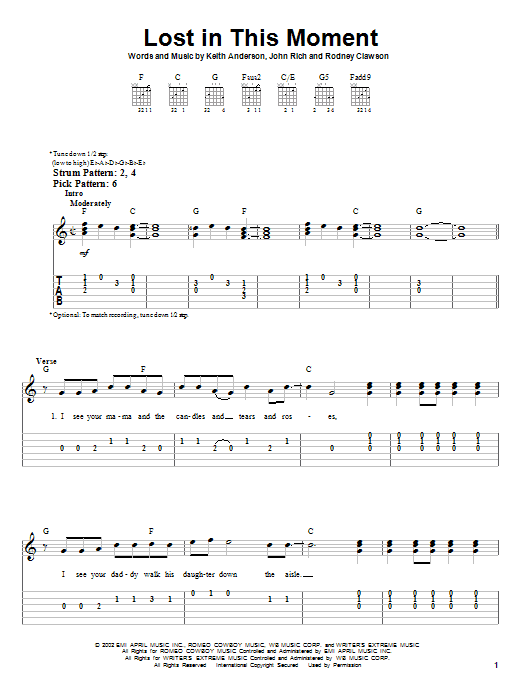 Big & Rich Lost In This Moment sheet music notes and chords. Download Printable PDF.