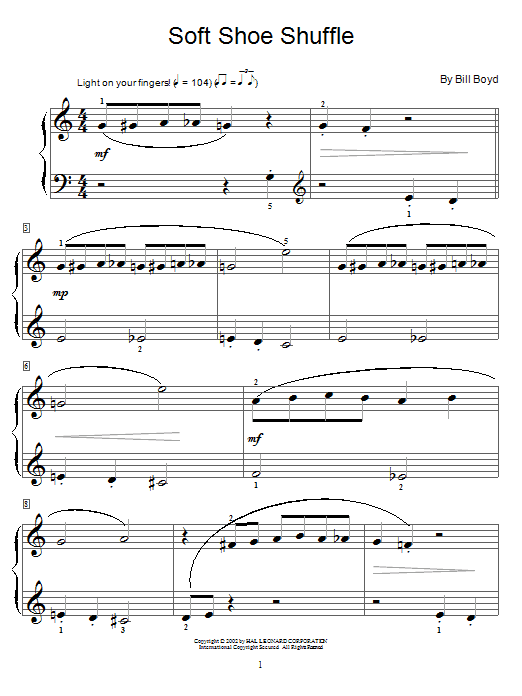 Learn to play Bill Boyd Soft Shoe Shuffle sheet music for Educational Piano in minutes. Price: 6.9900$ Bill Boyd Soft Shoe Shuffle sheet music notes and chords arranged for Educational Piano