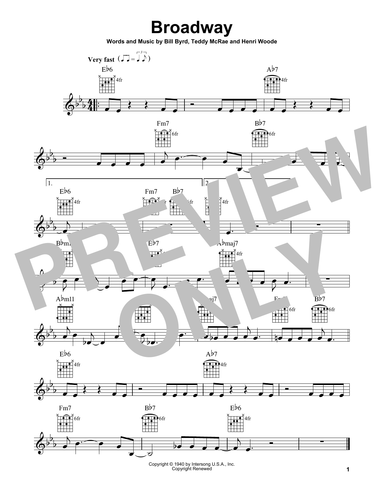 Bill Byrd Broadway sheet music notes and chords. Download Printable PDF.