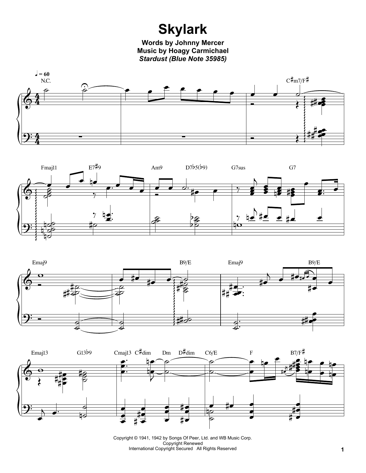 Bill Charlap Skylark sheet music notes and chords. Download Printable PDF.