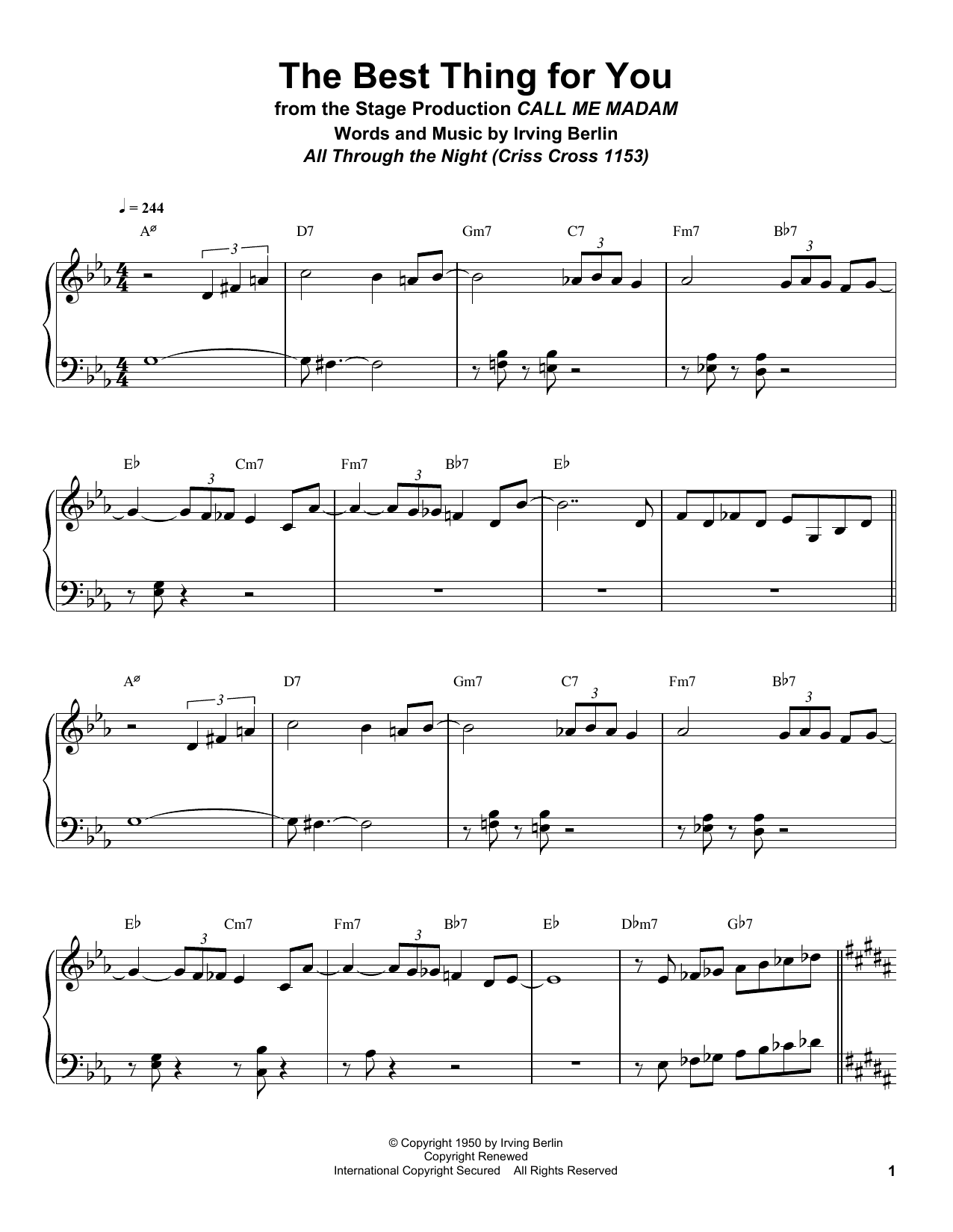 Bill Charlap The Best Thing For You sheet music notes and chords. Download Printable PDF.