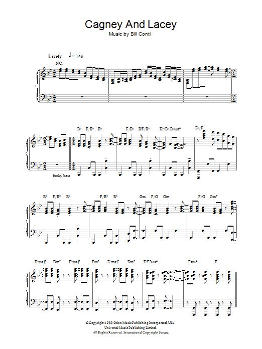 Learn to play Bill Conti Theme from Cagney And Lacey sheet music for Piano Solo in minutes. Price: 7.8900$ Bill Conti Theme from Cagney And Lacey sheet music notes and chords arranged for Piano Solo