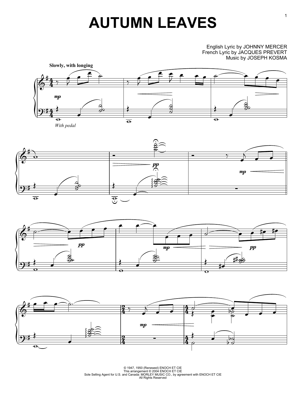 Bill Evans Autumn Leaves sheet music notes and chords. Download Printable PDF.