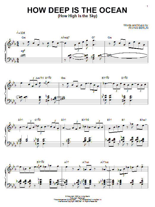 Bill Evans How Deep Is The Ocean (How High Is The Sky) sheet music notes and chords. Download Printable PDF.