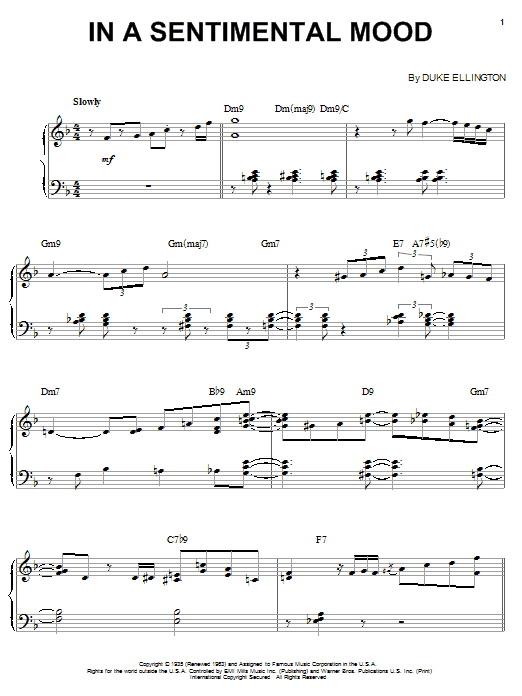 Bill Evans In A Sentimental Mood sheet music notes and chords arranged for Piano Solo