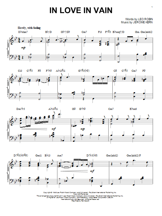 Bill Evans In Love In Vain [Jazz version] (arr. Brent Edstrom) sheet music notes and chords. Download Printable PDF.