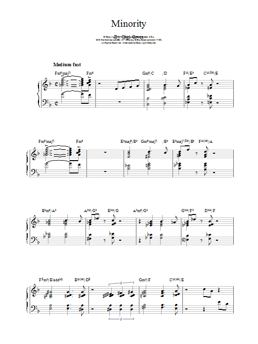 Bill Evans Minority sheet music notes and chords arranged for Piano Solo