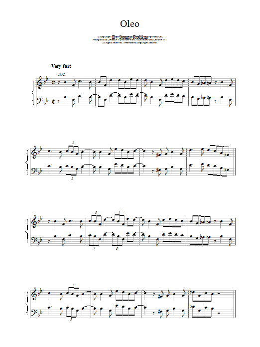 Bill Evans Oleo sheet music notes and chords arranged for Piano Solo