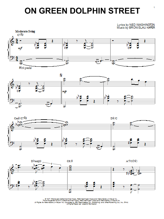Learn to play Bill Evans On Green Dolphin Street (arr. Brent Edstrom) sheet music for Piano Solo in minutes. Price: 7.8900$ Bill Evans On Green Dolphin Street (arr. Brent Edstrom) sheet music notes and chords arranged for Piano Solo