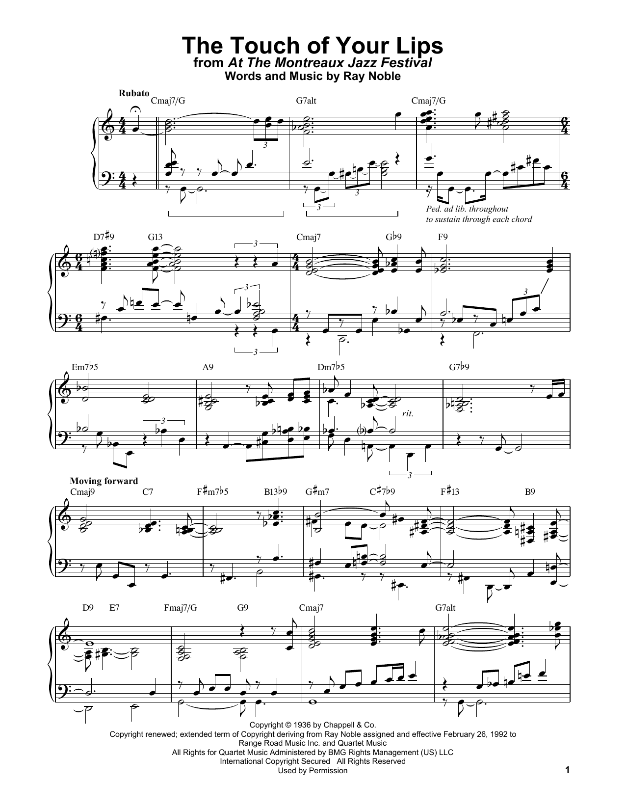 Bill Evans The Touch Of Your Lips sheet music notes and chords arranged for Piano Solo