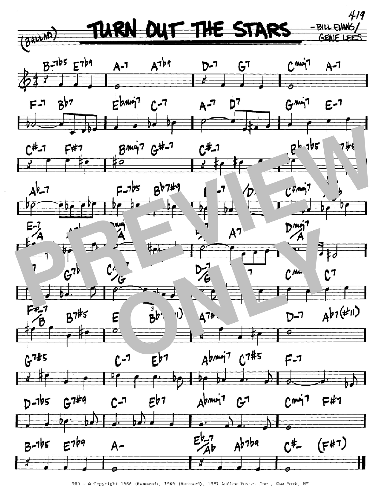 Bill Evans Turn Out The Stars sheet music notes and chords. Download Printable PDF.