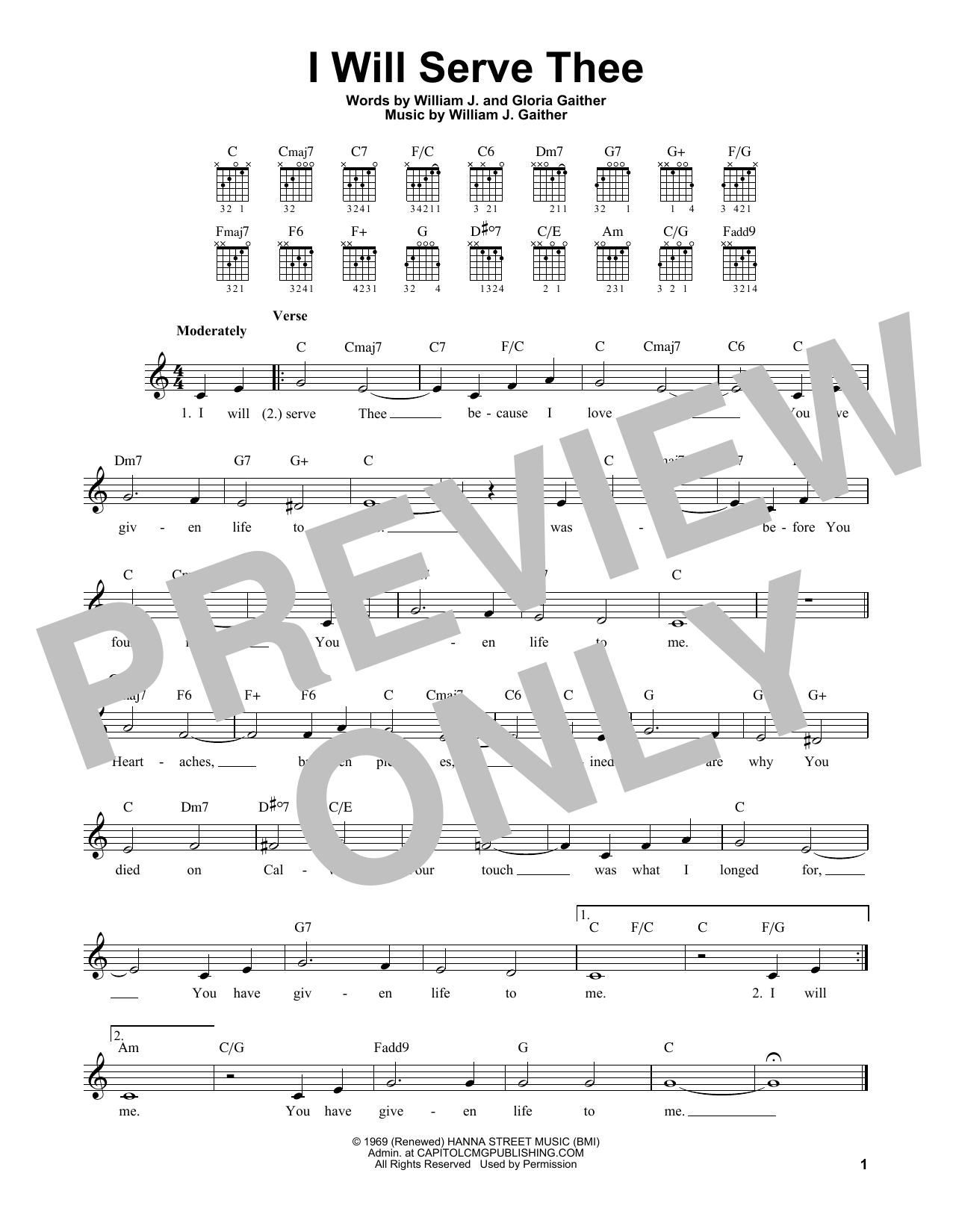 Bill Gaither I Will Serve Thee sheet music notes and chords. Download Printable PDF.