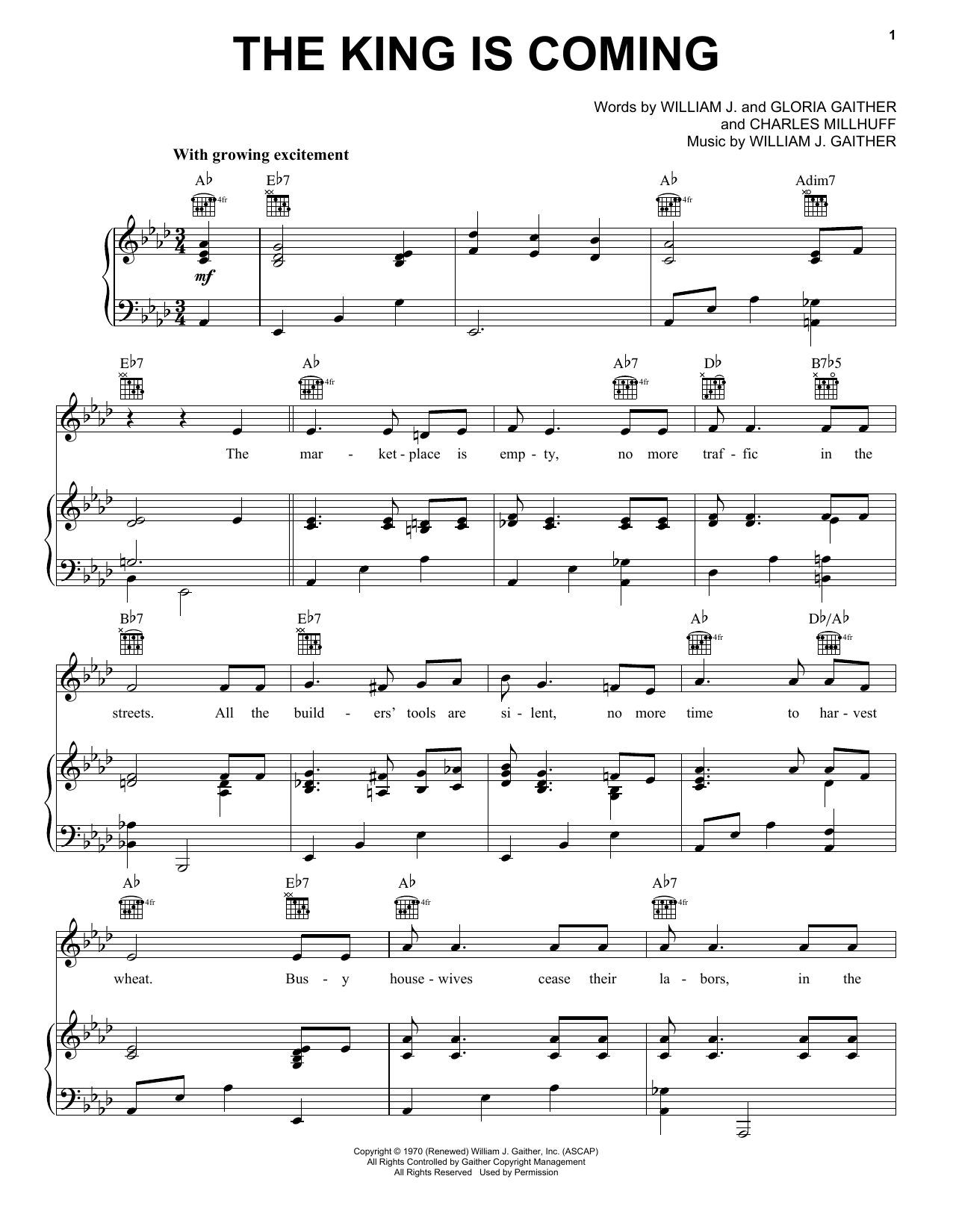 Bill Gaither The King Is Coming sheet music notes and chords. Download Printable PDF.