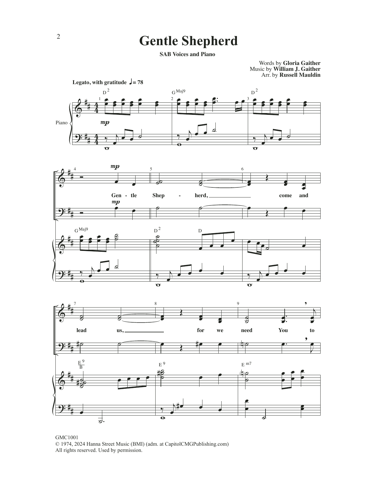 Bill & Gloria Gaither Gentle Shepherd (arr. Russell Mauldin) sheet music notes and chords arranged for SAB Choir