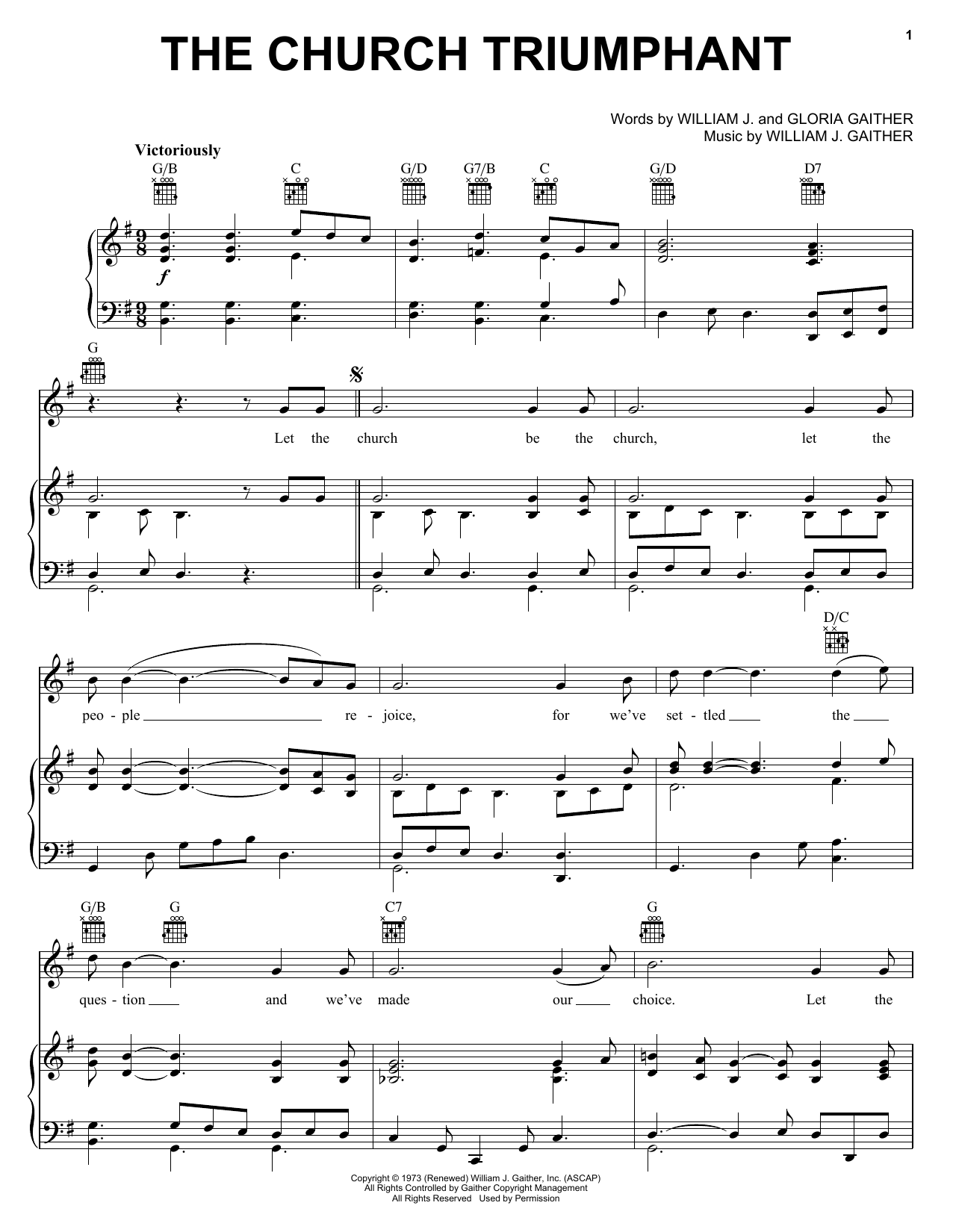 Bill & Gloria Gaither The Church Triumphant sheet music notes and chords. Download Printable PDF.