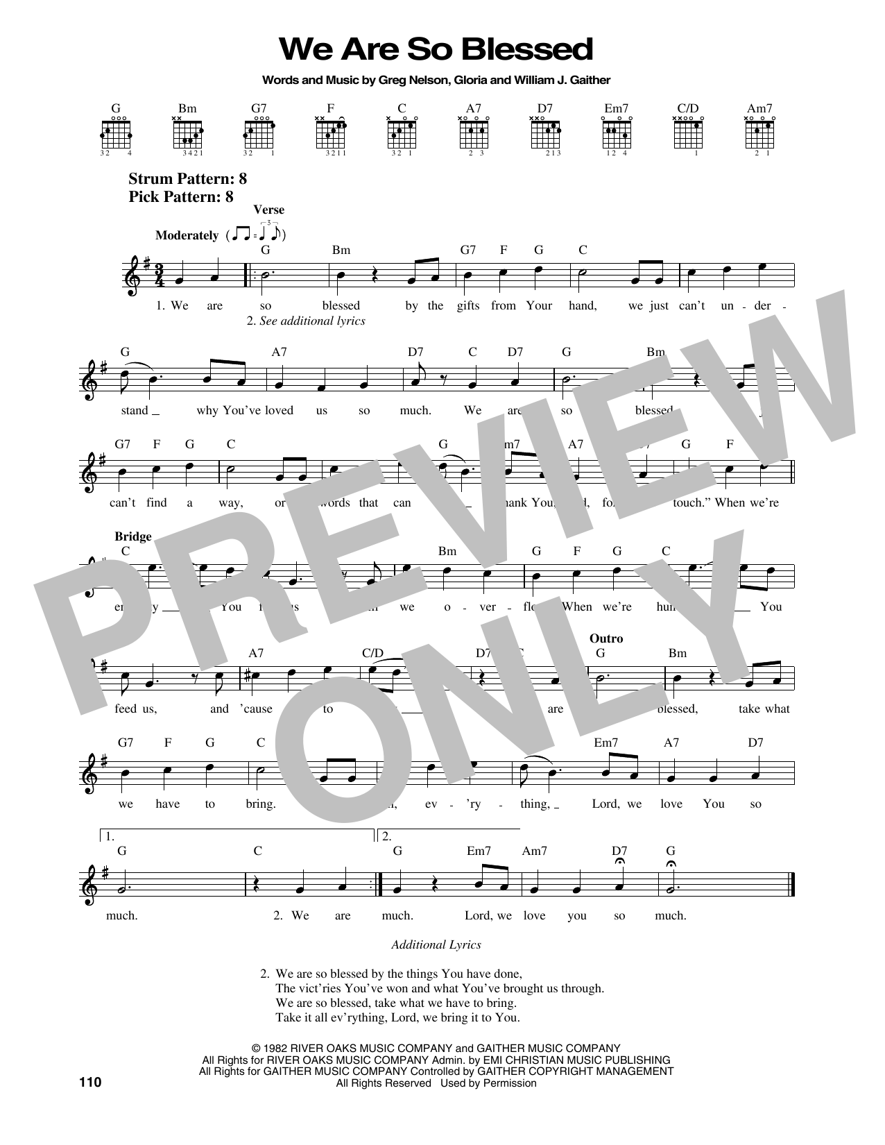 Bill & Gloria Gaither We Are So Blessed sheet music notes and chords. Download Printable PDF.