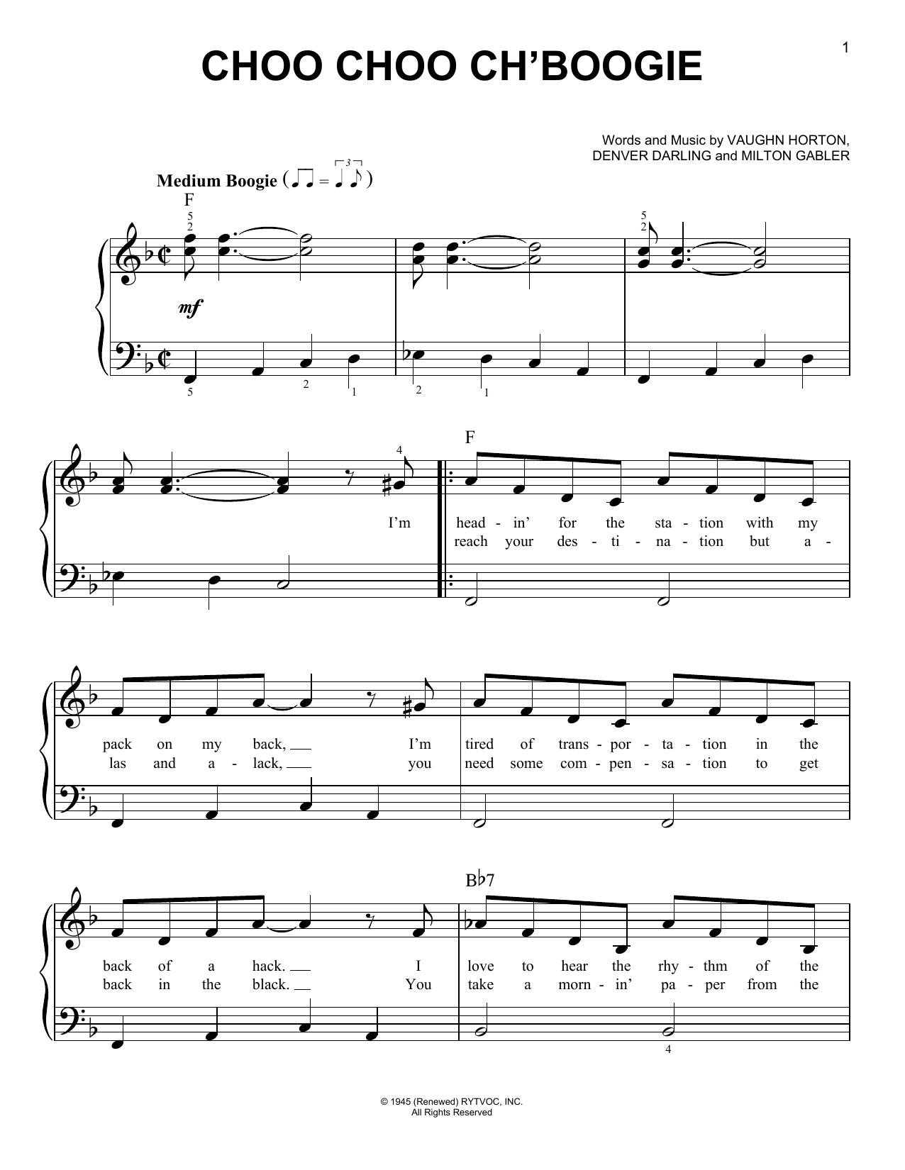 Bill Haley Choo Choo Ch' Boogie sheet music notes and chords. Download Printable PDF.