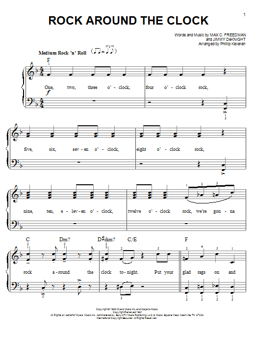 Bill Haley & His Comets Rock Around The Clock sheet music notes and chords. Download Printable PDF.