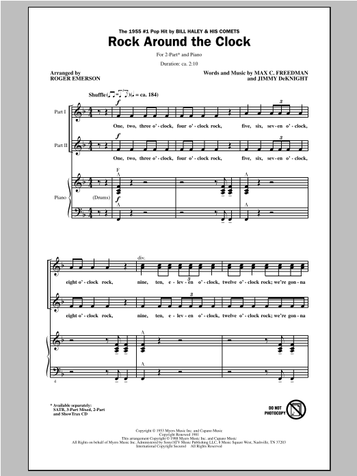 Roger Emerson Rock Around The Clock sheet music notes and chords. Download Printable PDF.