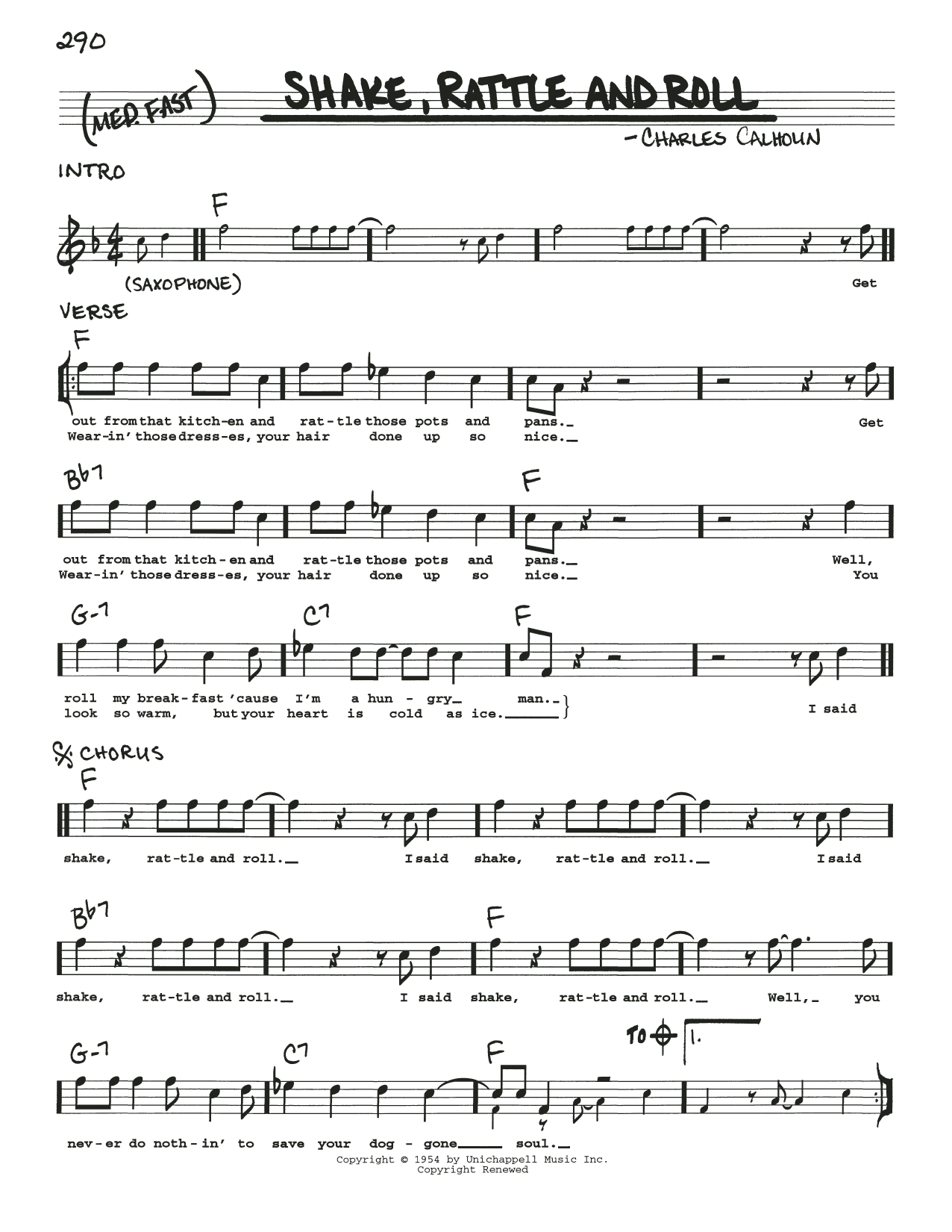 Bill Haley & His Comets Shake, Rattle And Roll sheet music notes and chords. Download Printable PDF.